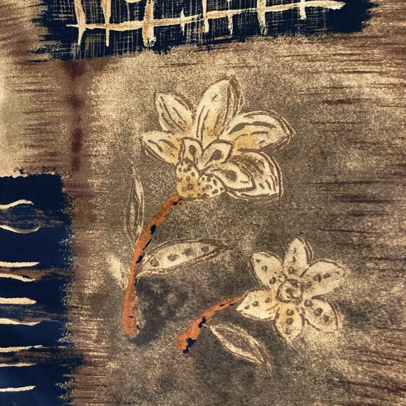 TRADITION Brown black lines and floral print a-line skirt ~ Vintage XS small - Picture 5 of 12